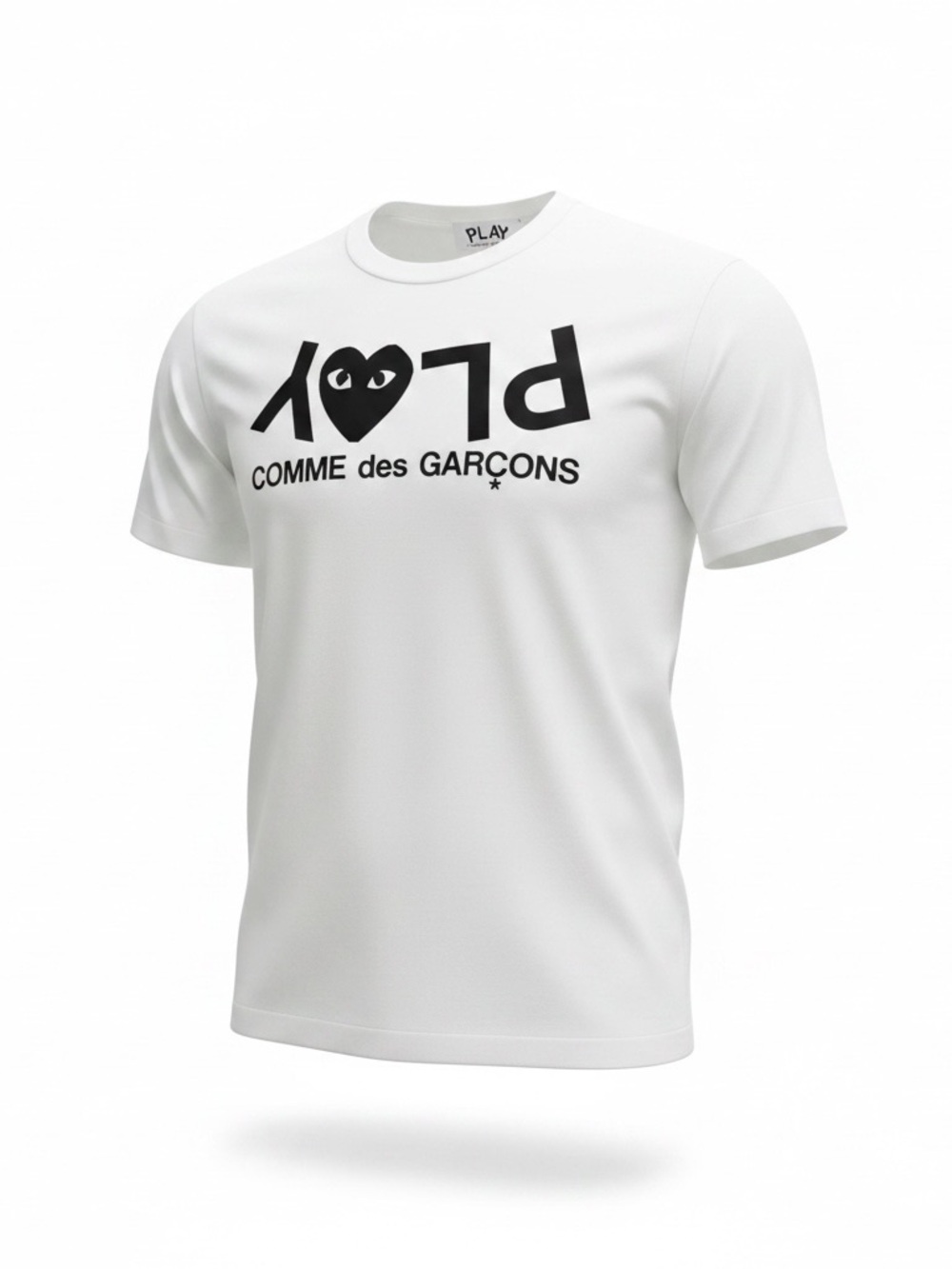 Comme des Garçons PLAY White Short Sleeve Tee with Black Logo